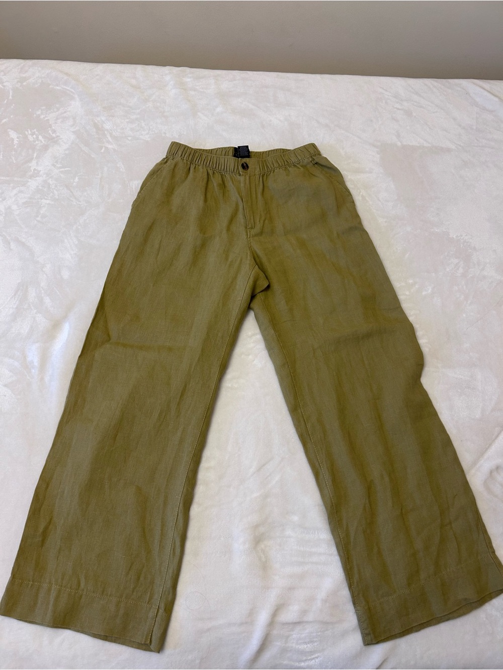 Tahari Olive Green / Mustard Lightweight 100% Linen Pants